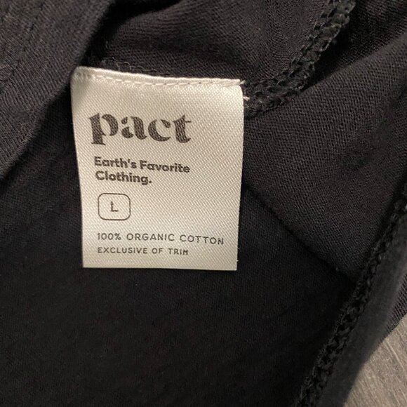 Pact Featherweight Slub Long Sleeve Black Tee Size L - Picture 5 of 6